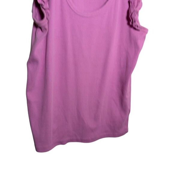 Old Navy Tank Top Women's Medium Purple Sleeveless Ruffle Ribbed Solid - Picture 3 of 9